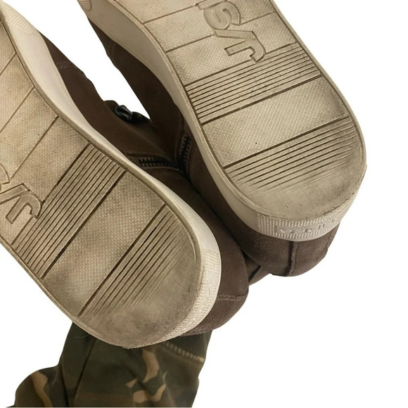 J Slides Faux Fur Wedge Whitney Sneakers Womens 8.5 Platform Booties Suede Taupe - Picture 14 of 16